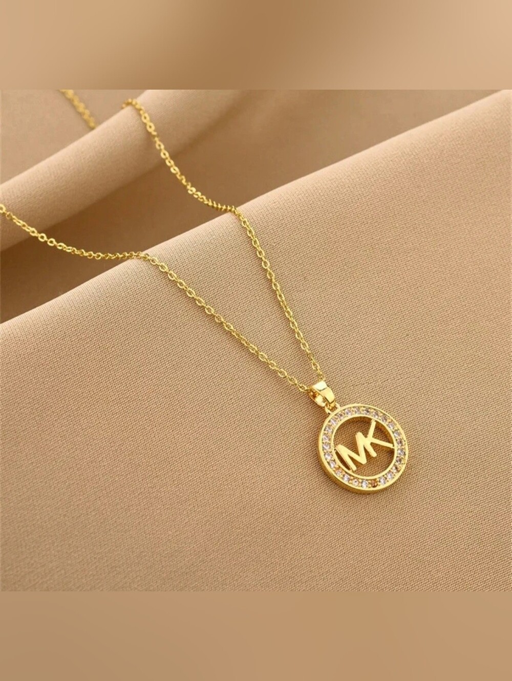 Designer-Inspired Round Letter Pendant Necklace Fashion Monogram Jewelry 2 Color